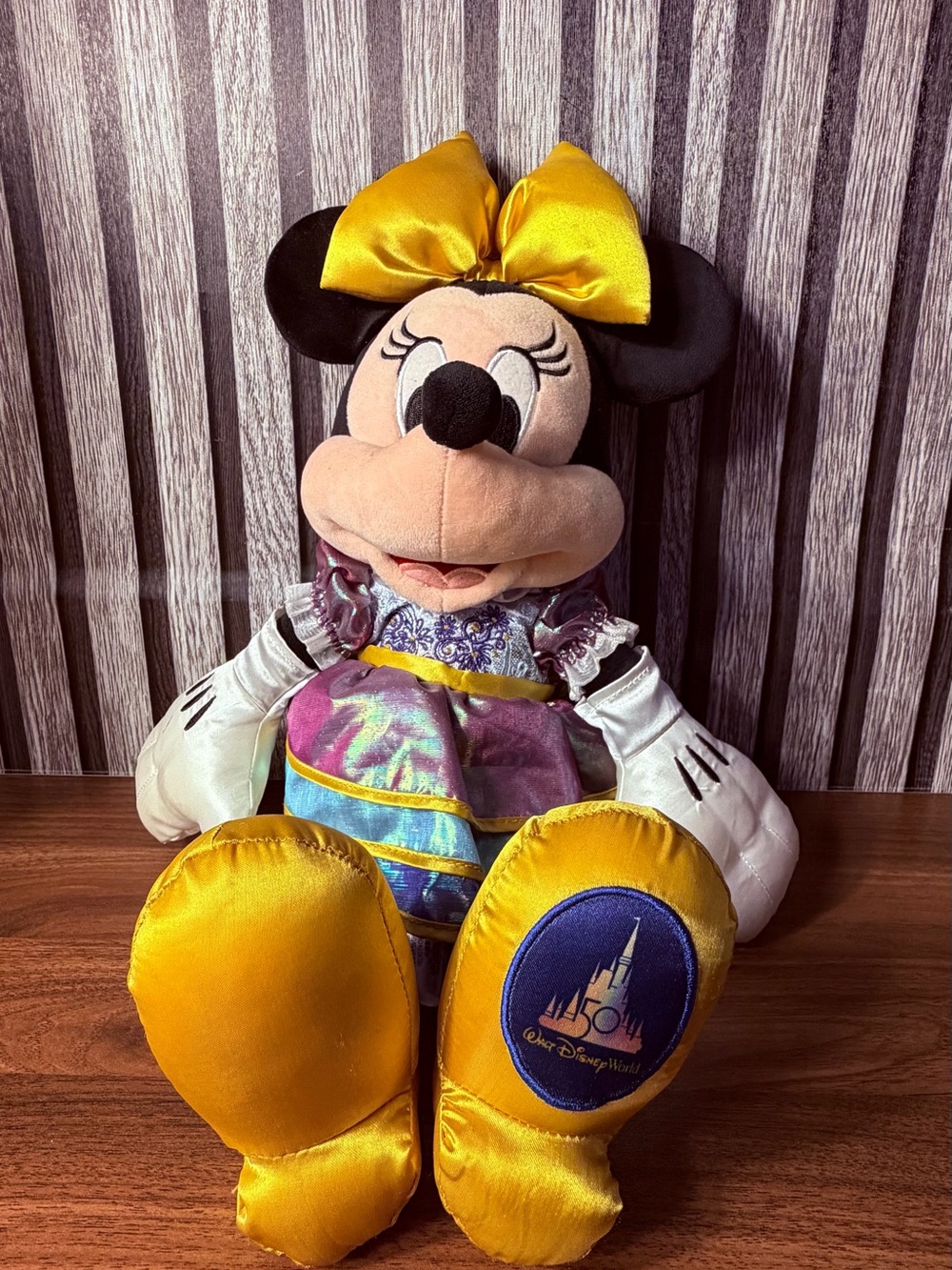 Disney Minnie Mouse Plush with Gold and Purple Teal Accents
